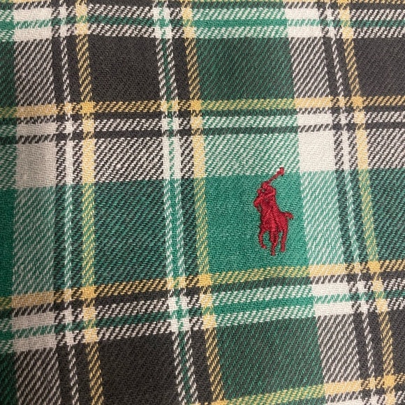 Ralph Lauren polo green plaid flannel long sleeve shirt size 2 XL - Picture 2 of 4